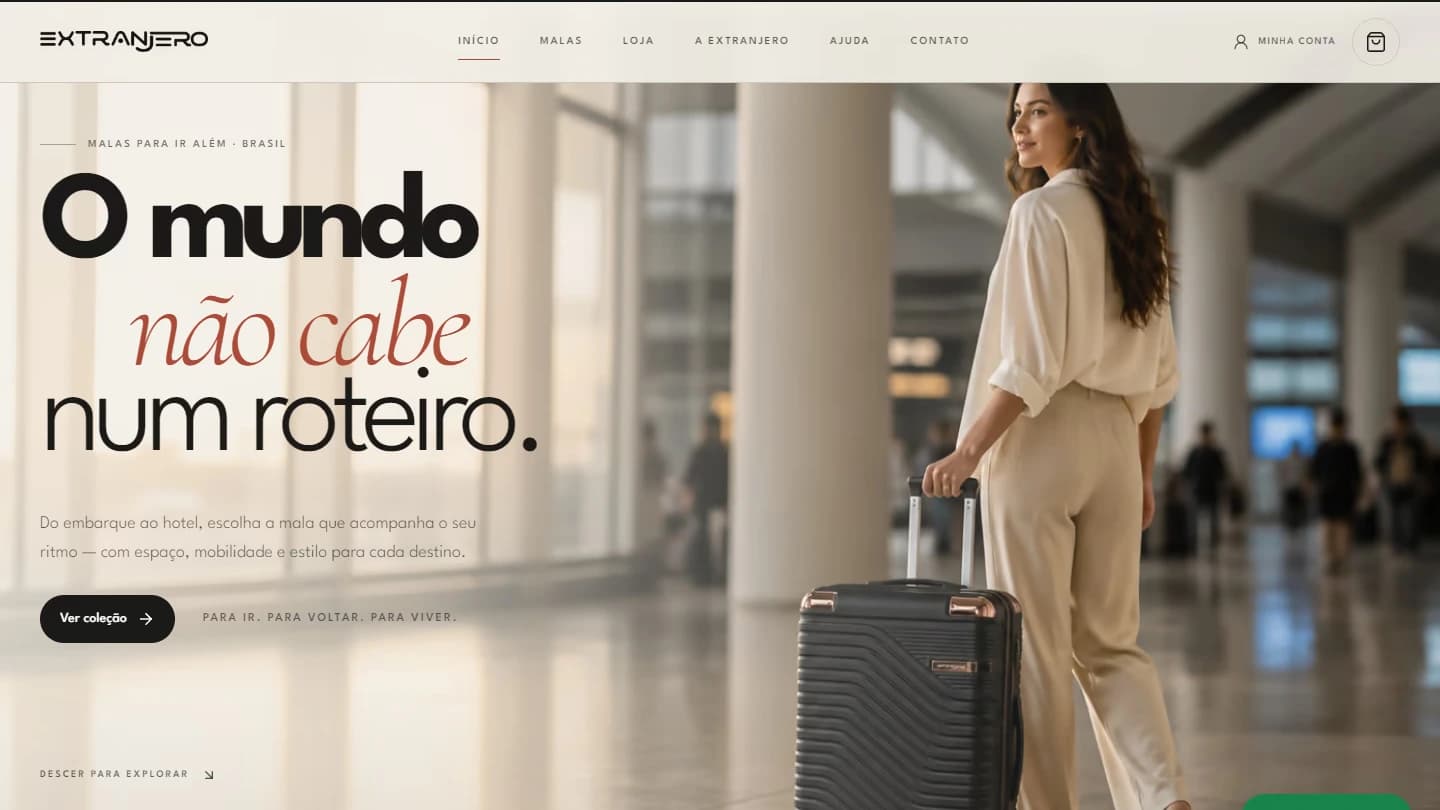 Extranjero E-commerce em Next.js 15 desenvolvido pela Vicine